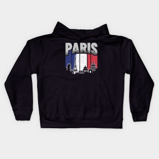 Paris France Skyline Vintage Flag Kids Hoodie
